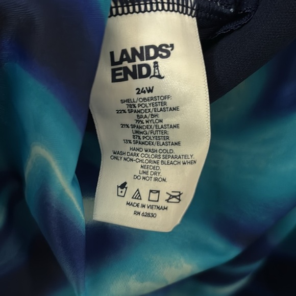 Lands End Women’s Plus Size One Piece Snap Front Swimsuit Blue 24W NWOT - Picture 7 of 7